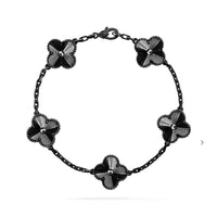 [Camiery JEWELRY]CLOVER 5 MOTIF BLACK BRACELET