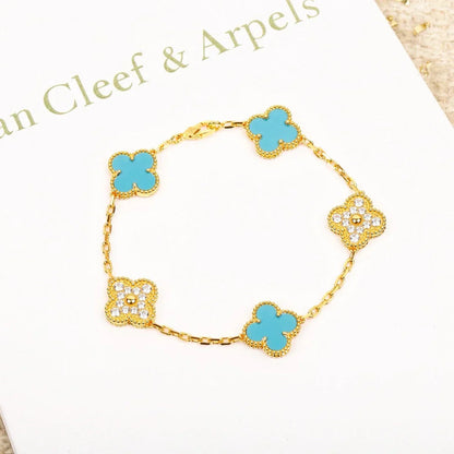 [Camiery] CLOVER 5 MOTIF TURQUOISE BRACELET COLLECTION