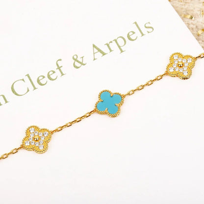 [Camiery] CLOVER 5 MOTIF TURQUOISE BRACELET COLLECTION