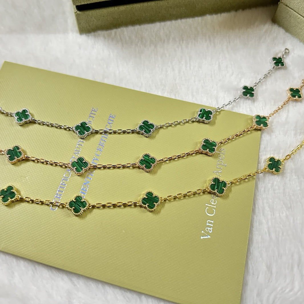 [Camiery]CLOVER 6 MOTIF MALACHITE BRACELET