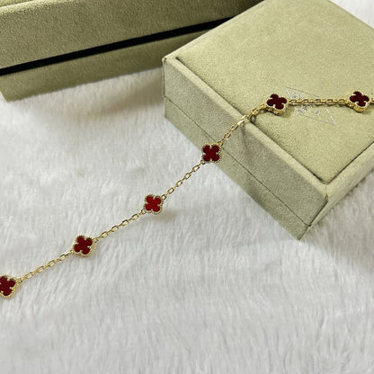 [Camiery]CLOVER 6 MOTIF RED AGATE BRACELET