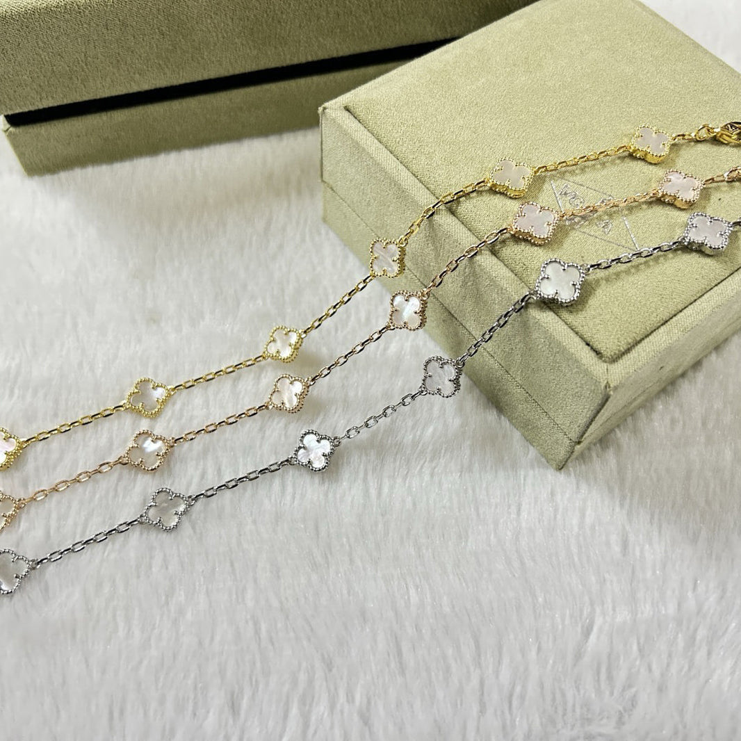 [Camiery]CLOVER 6 MOTIF WHITE MOP BRACELET