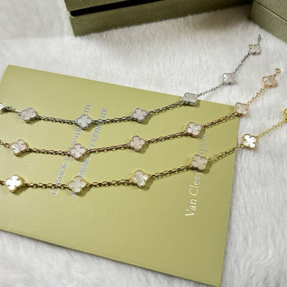 [Camiery]CLOVER 6 MOTIF WHITE MOP BRACELET