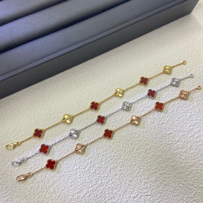 [Camiery]CLOVER 6 MOTIF RED AGATE LASER BRACELET