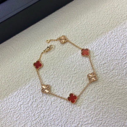 [Camiery]CLOVER 6 MOTIF RED AGATE LASER BRACELET