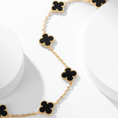 [Camiery]CLOVER 10 MOTIFS ONYX NECKLACE