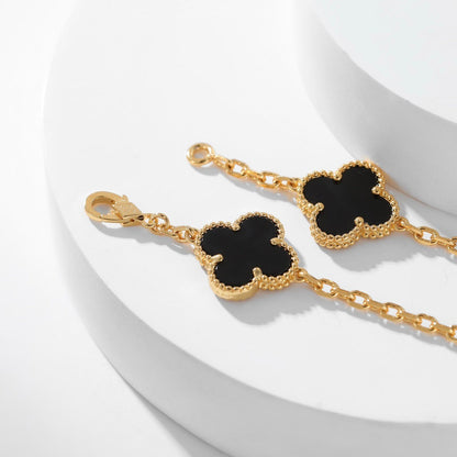 [Camiery]CLOVER 10 MOTIFS ONYX NECKLACE