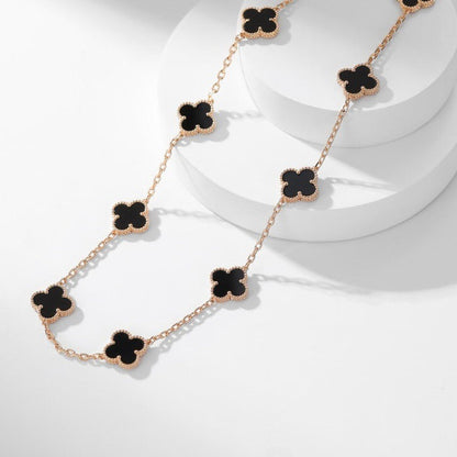 [Camiery]CLOVER 10 MOTIFS ONYX NECKLACE
