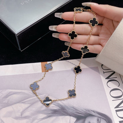[Camiery]CLOVER 10 MOTIFS ONYX NECKLACE
