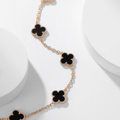 [Camiery]CLOVER 10 MOTIFS ONYX NECKLACE