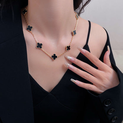 [Camiery]CLOVER 10 MOTIFS ONYX NECKLACE
