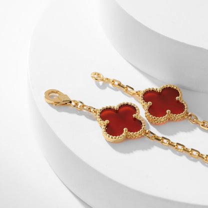 [Camiery]CLOVER 10 MOTIFS CARNELIAN NECKLACE