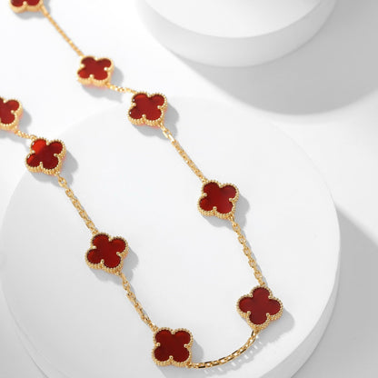 [Camiery]CLOVER 10 MOTIFS CARNELIAN NECKLACE