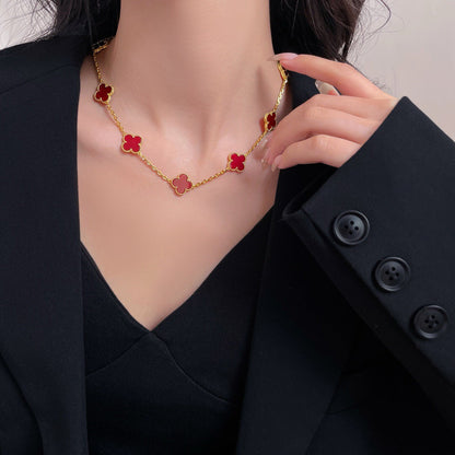 [Camiery]CLOVER 10 MOTIFS CARNELIAN NECKLACE