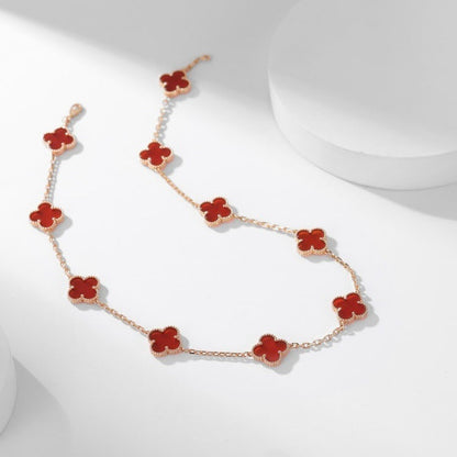 [Camiery]CLOVER 10 MOTIFS CARNELIAN NECKLACE