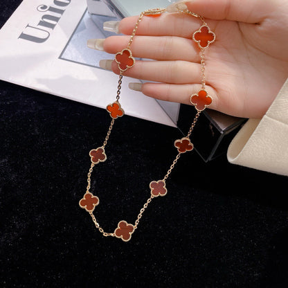 [Camiery]CLOVER 10 MOTIFS CARNELIAN NECKLACE