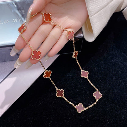 [Camiery]CLOVER 10 MOTIFS CARNELIAN NECKLACE