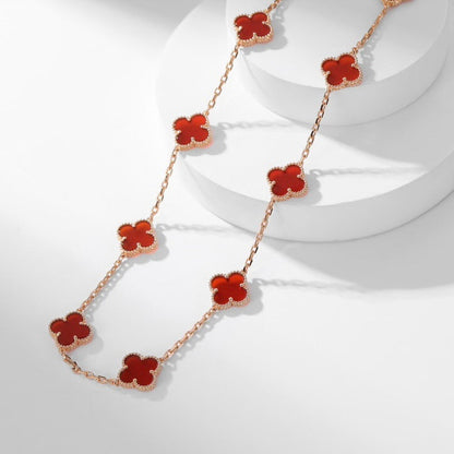 [Camiery]CLOVER 10 MOTIFS CARNELIAN NECKLACE