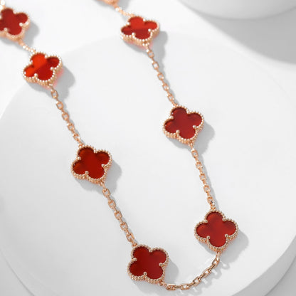 [Camiery]CLOVER 10 MOTIFS CARNELIAN NECKLACE
