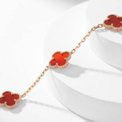 [Camiery]CLOVER 10 MOTIFS CARNELIAN NECKLACE