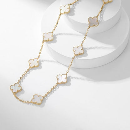[Camiery]CLOVER 10 MOTIFS WHITE MOTHER OF PEARL NECKLACE