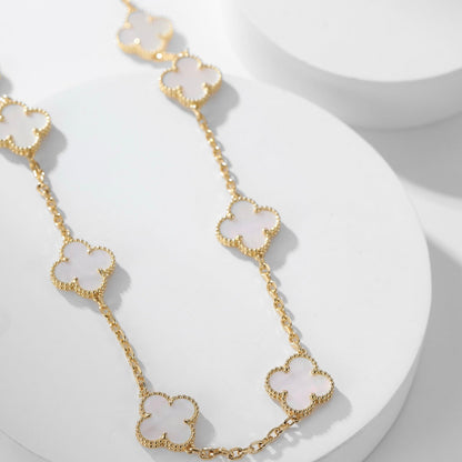 [Camiery]CLOVER 10 MOTIFS WHITE MOTHER OF PEARL NECKLACE