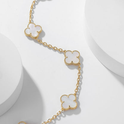 [Camiery]CLOVER 10 MOTIFS WHITE MOTHER OF PEARL NECKLACE