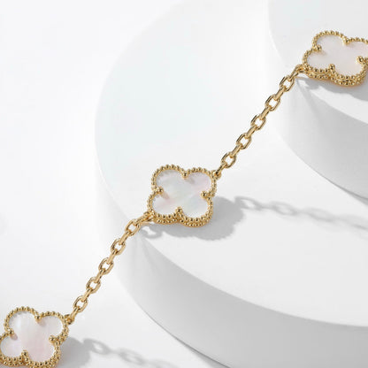 [Camiery]CLOVER 10 MOTIFS WHITE MOTHER OF PEARL NECKLACE