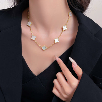 [Camiery]CLOVER 10 MOTIFS WHITE MOTHER OF PEARL NECKLACE