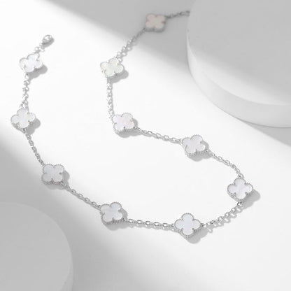 [Camiery]CLOVER 10 MOTIFS WHITE MOTHER OF PEARL NECKLACE