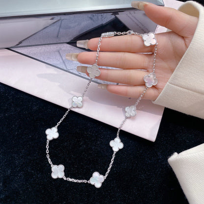 [Camiery]CLOVER 10 MOTIFS WHITE MOTHER OF PEARL NECKLACE