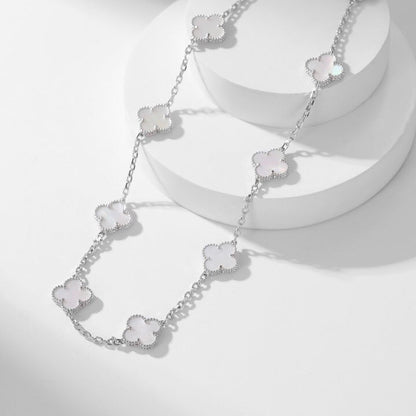 [Camiery]CLOVER 10 MOTIFS WHITE MOTHER OF PEARL NECKLACE