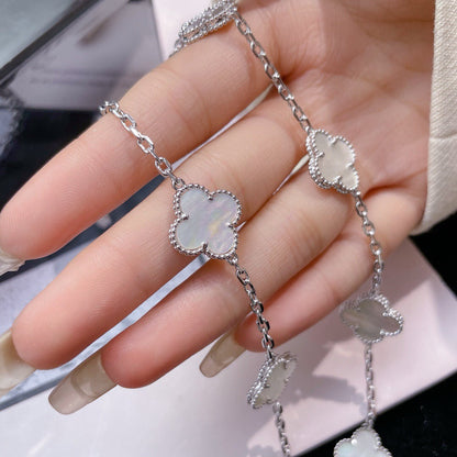 [Camiery]CLOVER 10 MOTIFS WHITE MOTHER OF PEARL NECKLACE