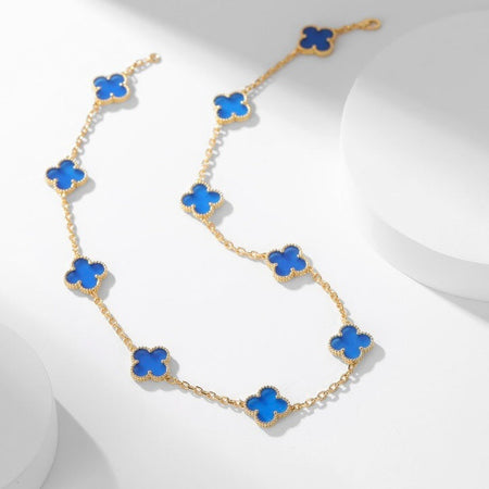 [Camiery]CLOVER 10 MOTIFS BLUE AGATE NECKLACE