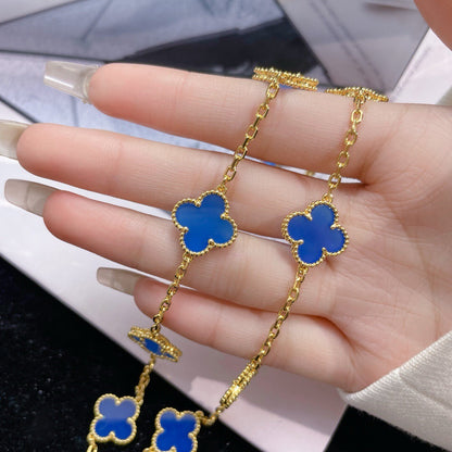 [Camiery]CLOVER 10 MOTIFS BLUE AGATE NECKLACE