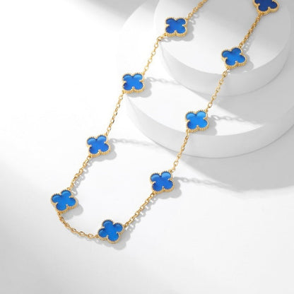 [Camiery]CLOVER 10 MOTIFS BLUE AGATE NECKLACE