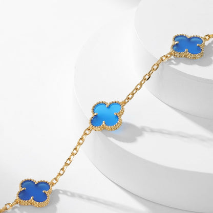 [Camiery]CLOVER 10 MOTIFS BLUE AGATE NECKLACE