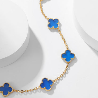 [Camiery]CLOVER 10 MOTIFS BLUE AGATE NECKLACE