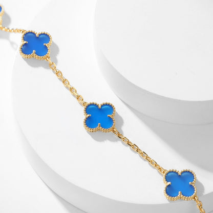 [Camiery]CLOVER 10 MOTIFS BLUE AGATE NECKLACE