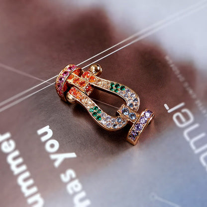 [Camiery]FORC LARGE HORSESHOE  COLORED DIAMOND BRACELET SILVER