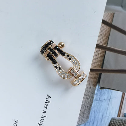 [Camiery]FORCE LARGE HORSESHOE BLACK WHITE DIAMOND BRACELET SILVER