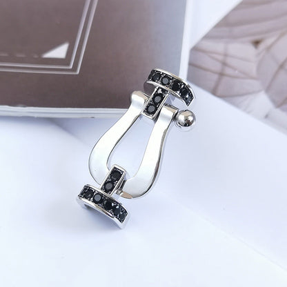 [Camiery]FORCE LARGE HORSESHOE BLACK DIAMOND BRACELET SILVER