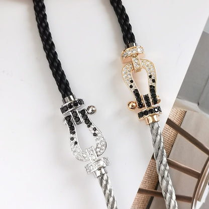 [Camiery]FORCE LARGE HORSESHOE BLACK WHITE DIAMOND BRACELET ROSE GOLD