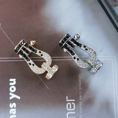 [Camiery]FORCE LARGE HORSESHOE BLACK WHITE DIAMOND BRACELET ROSE GOLD