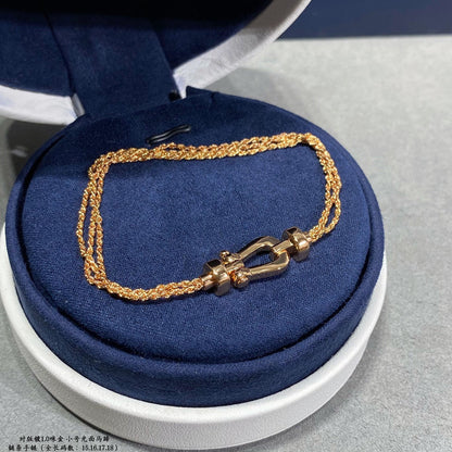 [Camiery]FORCE SMALL HORSESHOE  DIAMOND CHAIN ROPE BRACELET