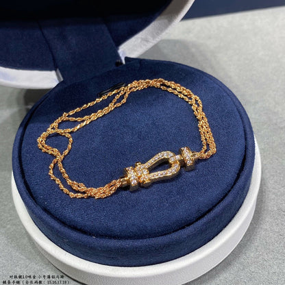 [Camiery]FORCE SMALL HORSESHOE  DIAMOND CHAIN ROPE BRACELET