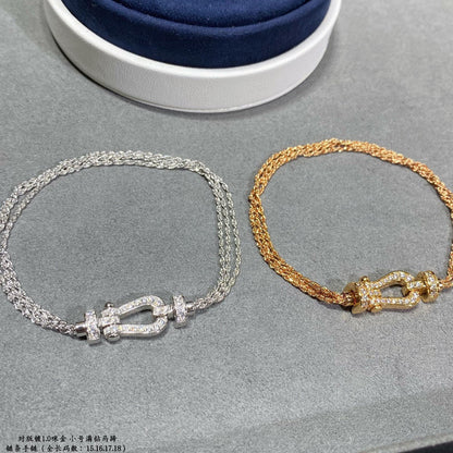 [Camiery]FORCE SMALL HORSESHOE  DIAMOND CHAIN ROPE BRACELET