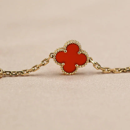 [Camiery] CLOVER 5 MOTIF RED CORNELIAN BRACELET COLLECTION