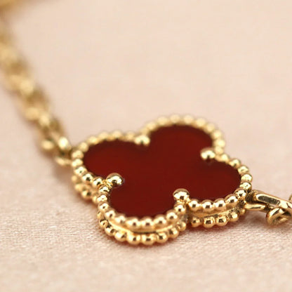 [Camiery] CLOVER 5 MOTIF RED CORNELIAN BRACELET COLLECTION
