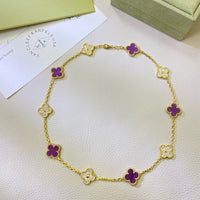[Camiery]CLOVER 10 MOTIFS  PURPLE VIOLET DIAMOND NECKLACE